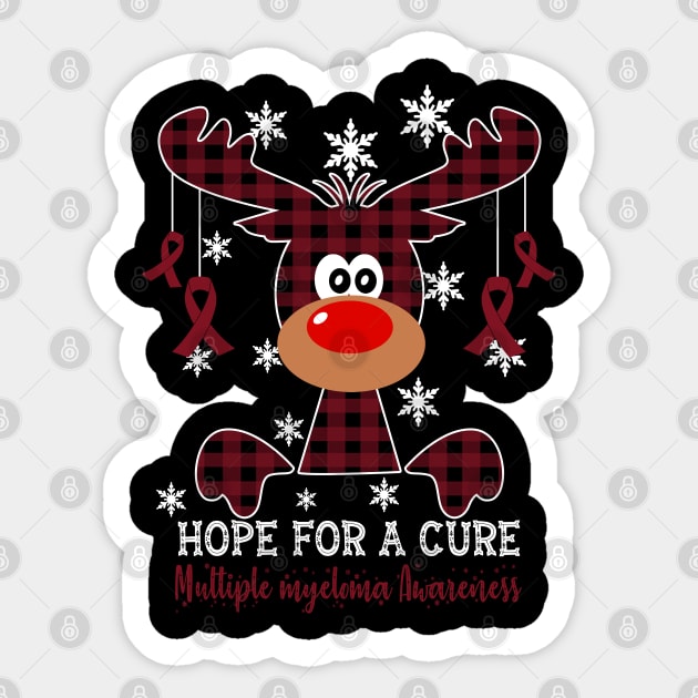 Reindeer Hope For A Cure Multiple myeloma Awareness Christmas Sticker by HomerNewbergereq